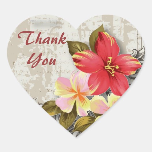 ヴィンテージハワイビスカスフローラ熱帯結婚帯 ハートシール (正面)