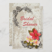 ヴィンテージハワイビスカスフローラ熱帯結婚帯 招待状 (正面/裏面)