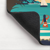 ヴィンテージハワイビーチアットサンセットポストカード マウスパッド (コーナー)