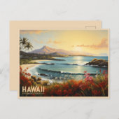 ヴィンテージハワイビーチトロピカルパラダイス絵を描ズ ポストカード (正面/裏面)