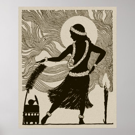 ヴィンテージハワイフラガールポスター ポスター (正面)