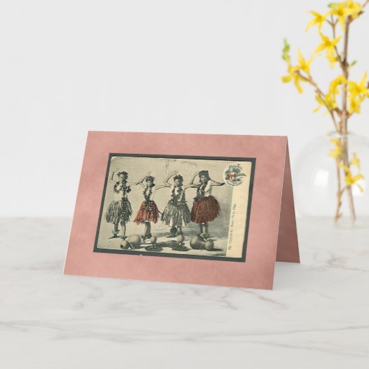 ヴィンテージハワイフラダンサーカードすべての行事 カード (黄色い花)