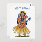 ヴィンテージハワイレトロフラダンサートラベル ポストカード (正面/裏面)