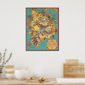 ヴィンテージハワイ島の地図 ポスター (キッチン)