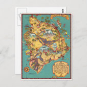 ヴィンテージハワイ島の地図 ポストカード (正面/裏面)