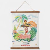 ヴィンテージハワイ旅行ポスターウォールつるズ 吊り下げ型タペストリー (正面)