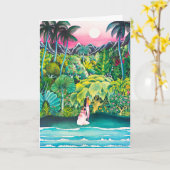 ヴィンテージハワイ旅行ポスター葉書 カード (黄色い花)