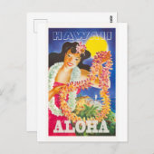 ヴィンテージハワイ旅行ポスター ポストカード (正面/裏面)