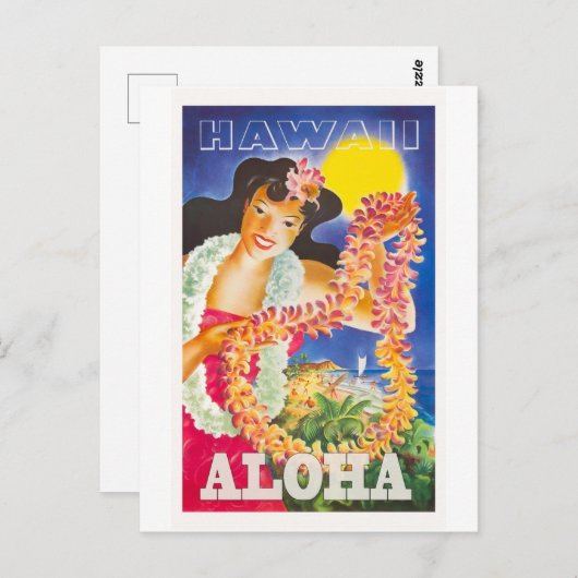 ヴィンテージハワイ旅行ポスター ポストカード (正面/裏面)