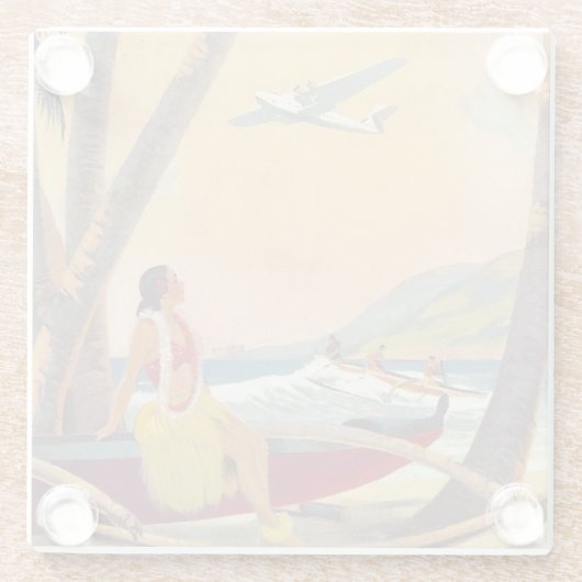 ヴィンテージハワイ旅行 ガラスコースター (裏面)