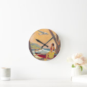 ヴィンテージハワイ旅行 ラウンド壁時計 (ホーム)