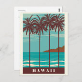ヴィンテージハワイ海ビーチパームツリー ポストカード (正面/裏面)