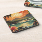 ヴィンテージハワイ熱帯ビーチ旅行 コースター (左側)