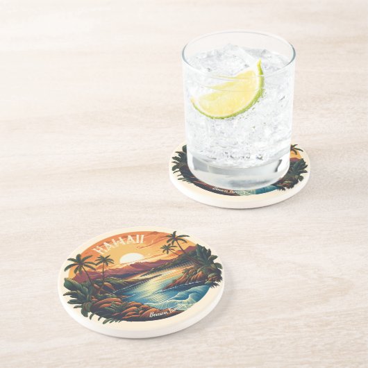 ヴィンテージハワイ熱帯ビーチ旅行 コースター (側面)