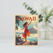 ヴィンテージハワイ熱帯ビーチ海女性旅行 ポストカード (スタンド正面)