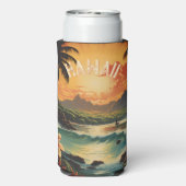 ヴィンテージハワイ絵を描サンセットシービーチタオル スリム缶クーラー (Seltzer裏面)