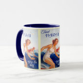 ヴィンテージハワイ：サーフィンビーチ海旅行 マグカップ (正面左)