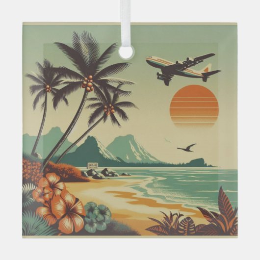 ヴィンテージハワイ/トロピカル ガラスオーナメント (正面)