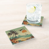 ヴィンテージハワイ/トロピカル ガラスコースター (アングル)