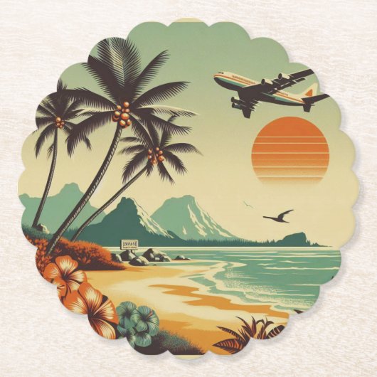 ヴィンテージハワイ/トロピカル ペーパーコースター (正面)