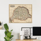 ヴィンテージハンガリーの地図（1817年） ポスター (ホームオフィス)