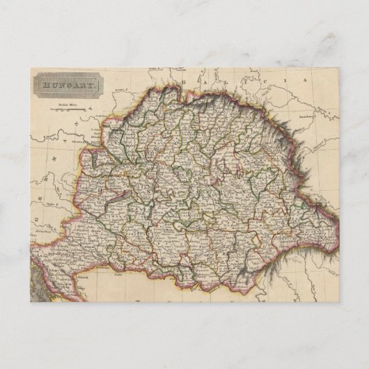 ヴィンテージハンガリーの地図（1817年） ポストカード (正面)