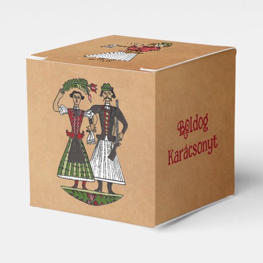 ヴィンテージハンガリークラフト紙キューブオーナメント フェイバーボックス (正面サイド)