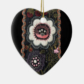ヴィンテージハンガリー刺繍オンブラック セラミックオーナメント (右)
