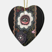 ヴィンテージハンガリー刺繍オンブラック セラミックオーナメント (左)