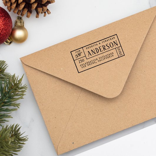 ヴィンテージハンクラシックドファミリー名&差出人住所 ラバースタンプ