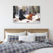 ヴィンテージハンターと黒熊の出会い キャンバスプリント (インサイチュ (寝室))