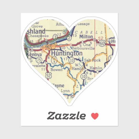 ヴィンテージハンチントンWVの地図 シール (シート)