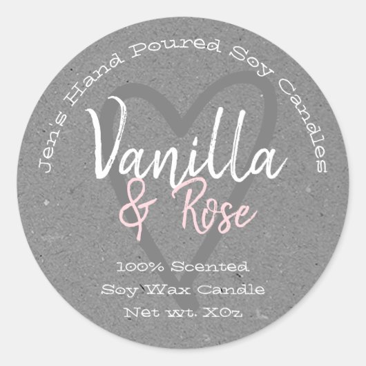 ヴィンテージハンドキャンドルラベルグレークラフト紙 ラウンドシール (正面)