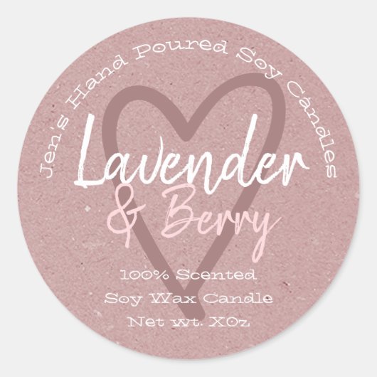 ヴィンテージハンドキャンドルラベル薄紫クラフト紙 ラウンドシール (正面)