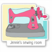 ヴィンテージハンドクランク裁縫機とお名前 シール (正面)