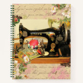 ヴィンテージハンドクランク裁縫機スケッチブック ノートブック (正面)