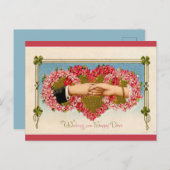 ヴィンテージハンドジョインを介したフローラバスケバレンタイン ポストカード (正面/裏面)