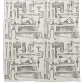 ヴィンテージハンドツールパターン大工ハンドマン シャワーカーテン (正面)