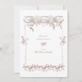 ヴィンテージハンドドロリボンリースクリスマス シーズンカード (正面)