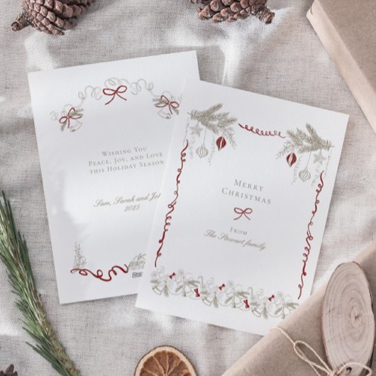 ヴィンテージハンドドロークリスマスリース シーズンカード