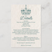 ヴィンテージハンドドローティール(緑がかった色)シャンデリア結婚ズ詳細 エンクロージャーカード (正面)