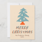 ヴィンテージハンドドローファンキードツリーのクリスマスノンフォト シーズンカード (正面)