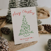 ヴィンテージハンドドローユニークトツリー写真クリスマス シーズンカード
