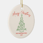 ヴィンテージハンドドローユニークトツリー写真クリスマス セラミックオーナメント (右)