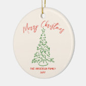 ヴィンテージハンドドローユニークトツリー写真クリスマス セラミックオーナメント (左)