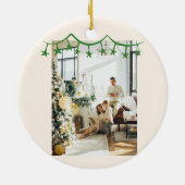 ヴィンテージハンドドローユニークトツリー写真クリスマス セラミックオーナメント (裏面)