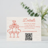 ヴィンテージハンドドローレトロシャンパン結婚ズ詳細 エンクロージャーカード (スタンド正面)