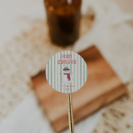 ヴィンテージハンドドロー予測できな雪だるまメリークリスマス ラウンドシール