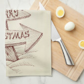 ヴィンテージハンドドロー北極サインクリスマス キッチンタオル (四つ折り)