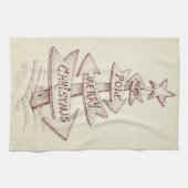 ヴィンテージハンドドロー北極サインクリスマス キッチンタオル (横)